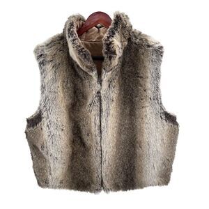 Skea Womens Brown Faux Fur Vest Winter Jacket